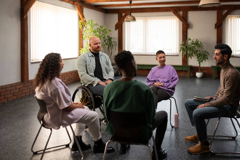Group session on stress in the workplace