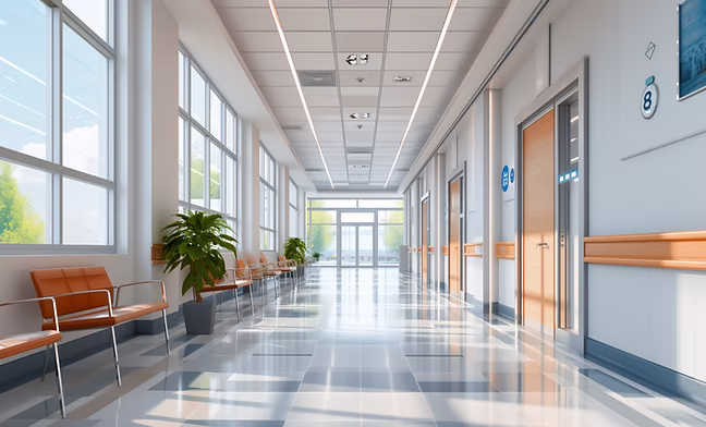 A clean hospital corridor