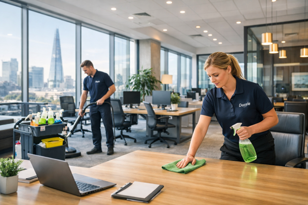 Dazzle staff cleaning a modern office in London
