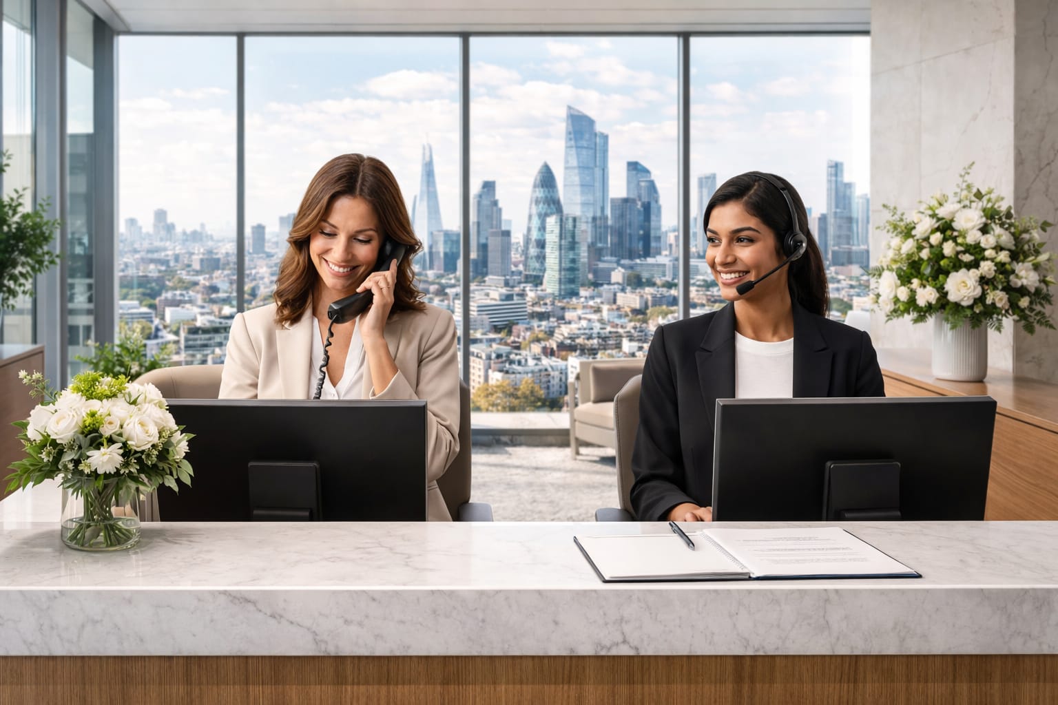 Receptionists at work in london office